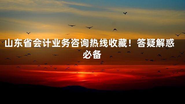 山东省会计业务咨询热线收藏！答疑解惑必备