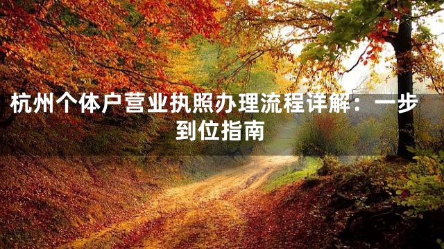 杭州个体户营业执照办理流程详解：一步到位指南