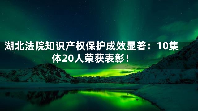 湖北法院知识产权保护成效显著：10集体20人荣获表彰！