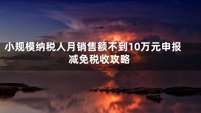 小规模纳税人月销售额不到10万元申报减免税收攻略