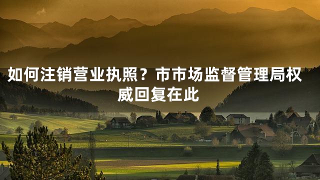 如何注销营业执照？市市场监督管理局权威回复在此