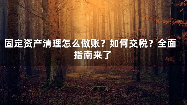 固定资产清理怎么做账？如何交税？全面指南来了