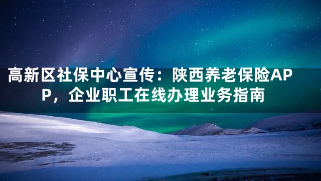 高新区社保中心宣传：陕西养老保险APP，企业职工在线办理业务指南