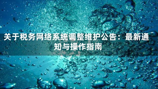 关于税务网络系统调整维护公告：最新通知与操作指南