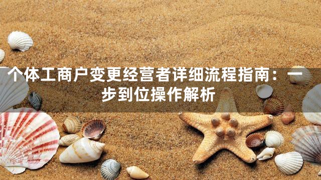 个体工商户变更经营者详细流程指南：一步到位操作解析