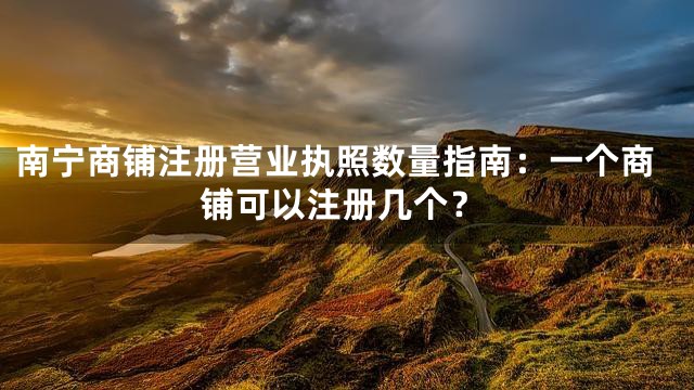 南宁商铺注册营业执照数量指南：一个商铺可以注册几个？