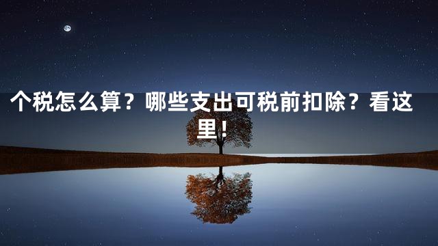 个税怎么算？哪些支出可税前扣除？看这里！