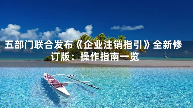 五部门联合发布《企业注销指引》全新修订版：操作指南一览