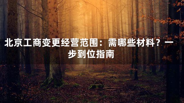 北京工商变更经营范围：需哪些材料？一步到位指南