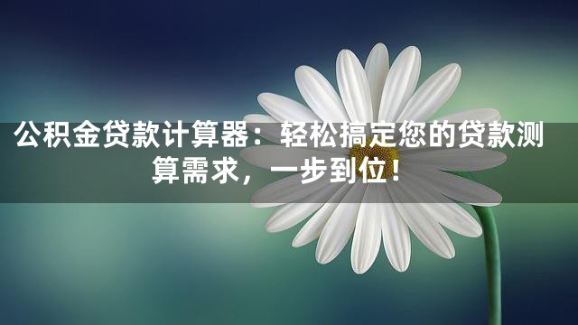 公积金贷款计算器：轻松搞定您的贷款测算需求，一步到位！