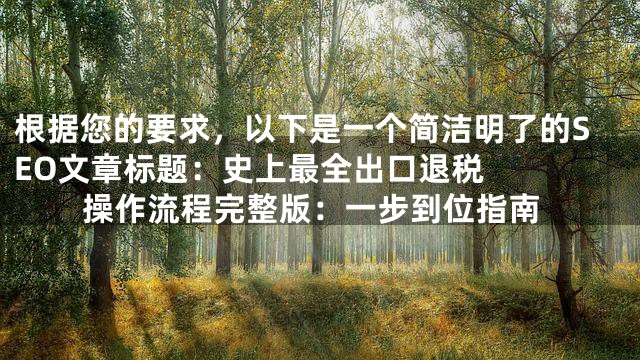 根据您的要求，以下是一个简洁明了的SEO文章标题：


史上最全出口退税操作流程完整版：一步到位指南
