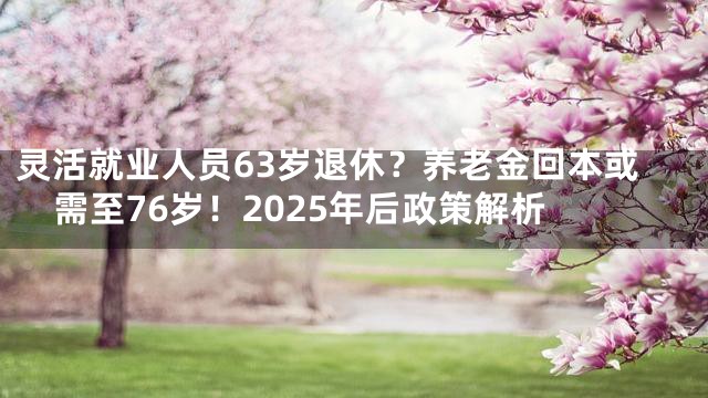 灵活就业人员63岁退休？养老金回本或需至76岁！2025年后政策解析