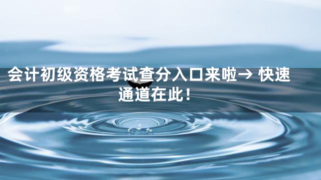 会计初级资格考试查分入口来啦→ 快速通道在此！