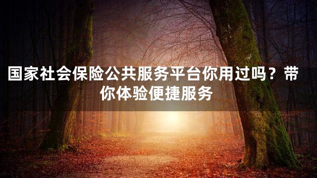 国家社会保险公共服务平台你用过吗？带你体验便捷服务