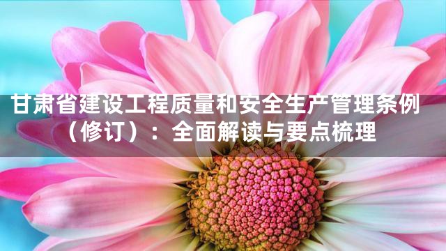 甘肃省建设工程质量和安全生产管理条例（修订）：全面解读与要点梳理
