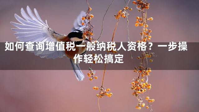 如何查询增值税一般纳税人资格？一步操作轻松搞定