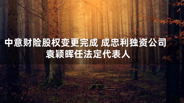 中意财险股权变更完成 成忠利独资公司 袁颖晖任法定代表人