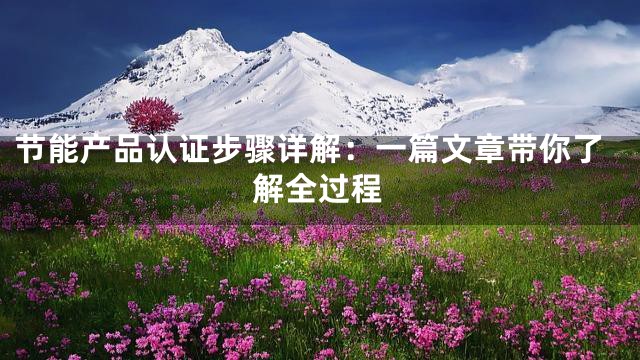 节能产品认证步骤详解：一篇文章带你了解全过程