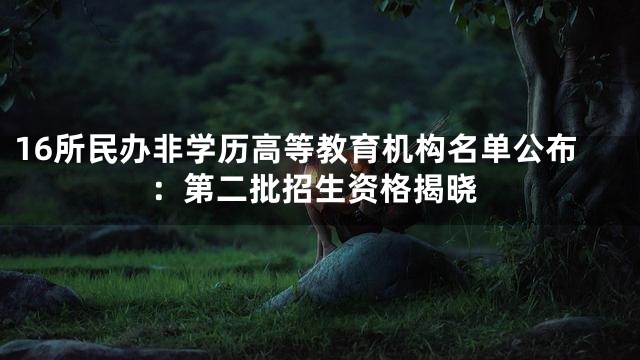 16所民办非学历高等教育机构名单公布：第二批招生资格揭晓