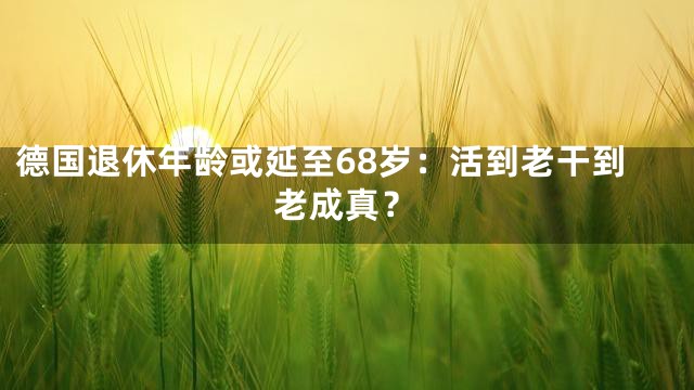 德国退休年龄或延至68岁：活到老干到老成真？