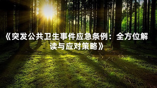 《突发公共卫生事件应急条例：全方位解读与应对策略》
