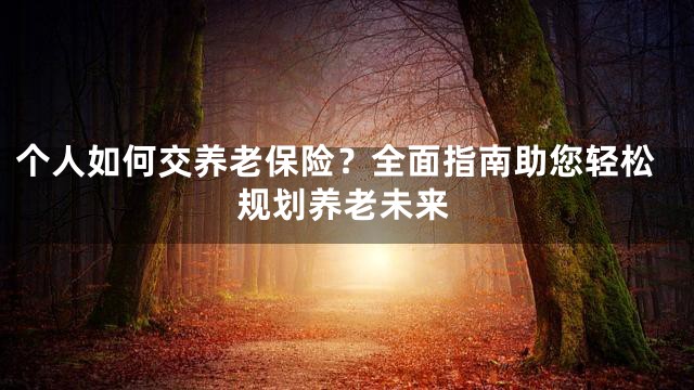 个人如何交养老保险？全面指南助您轻松规划养老未来