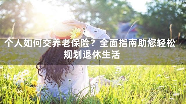 个人如何交养老保险？全面指南助您轻松规划退休生活