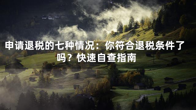 申请退税的七种情况：你符合退税条件了吗？快速自查指南