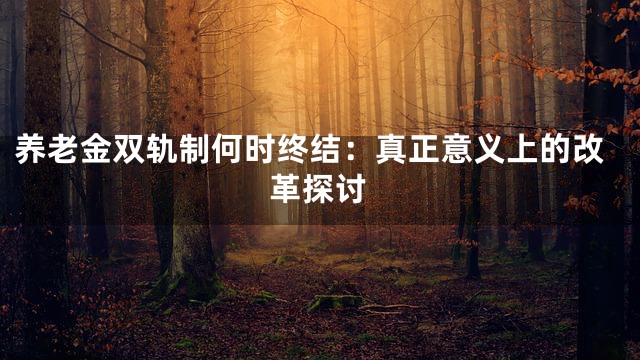 养老金双轨制何时终结：真正意义上的改革探讨