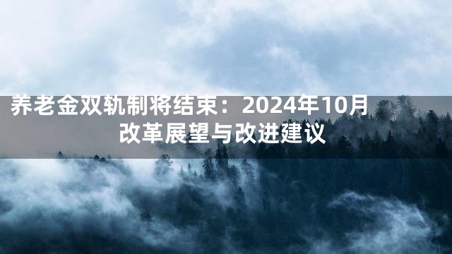 养老金双轨制将结束：2024年10月改革展望与改进建议