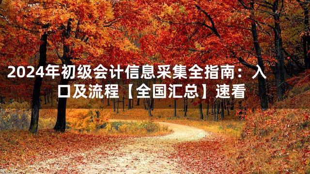 2024年初级会计信息采集全指南：入口及流程【全国汇总】速看