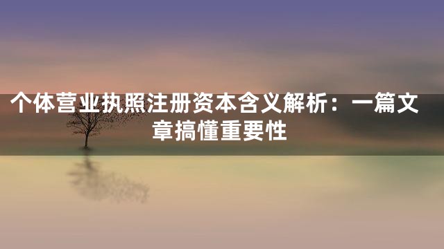 个体营业执照注册资本含义解析：一篇文章搞懂重要性