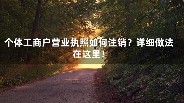 个体工商户营业执照如何注销？详细做法在这里！