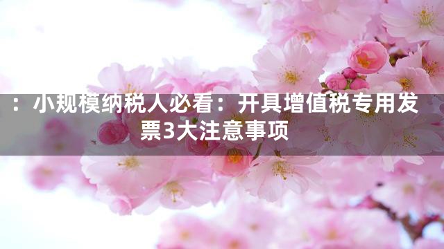 ：小规模纳税人必看：开具增值税专用发票3大注意事项