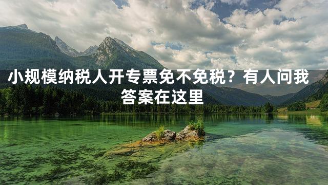 小规模纳税人开专票免不免税？有人问我答案在这里