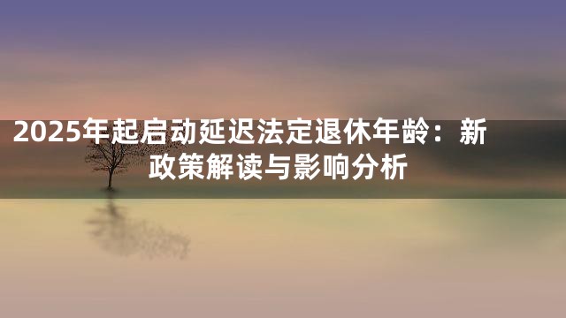 2025年起启动延迟法定退休年龄：新政策解读与影响分析
