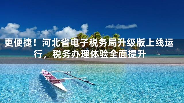 更便捷！河北省电子税务局升级版上线运行，税务办理体验全面提升