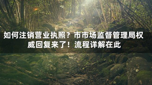 如何注销营业执照？市市场监督管理局权威回复来了！流程详解在此