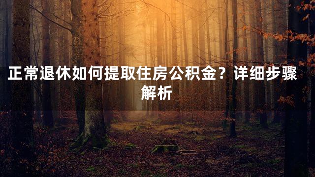 正常退休如何提取住房公积金？详细步骤解析