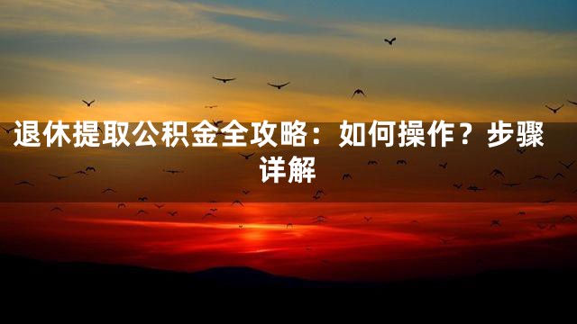 退休提取公积金全攻略：如何操作？步骤详解