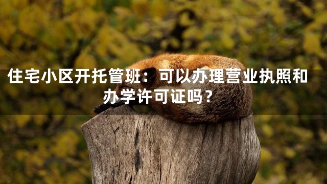 住宅小区开托管班：可以办理营业执照和办学许可证吗？