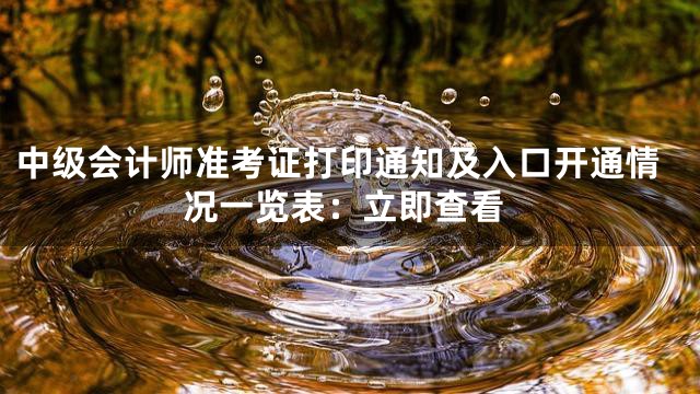 中级会计师准考证打印通知及入口开通情况一览表：立即查看