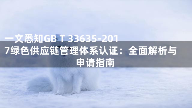 一文悉知GB T 33635-2017绿色供应链管理体系认证：全面解析与申请指南