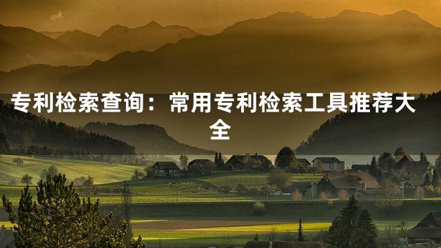 专利检索查询：常用专利检索工具推荐大全