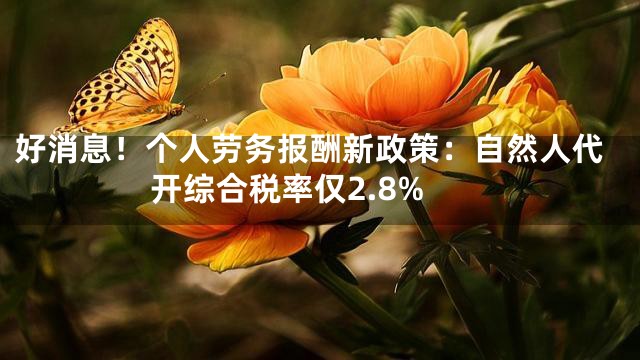 好消息！个人劳务报酬新政策：自然人代开综合税率仅2.8%