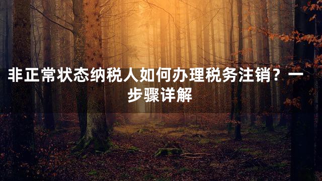 非正常状态纳税人如何办理税务注销？一步骤详解