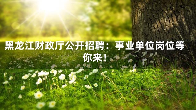 黑龙江财政厅公开招聘：事业单位岗位等你来！