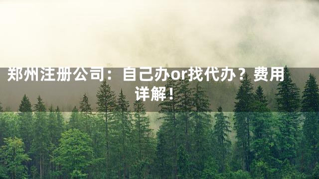 郑州注册公司：自己办or找代办？费用详解！