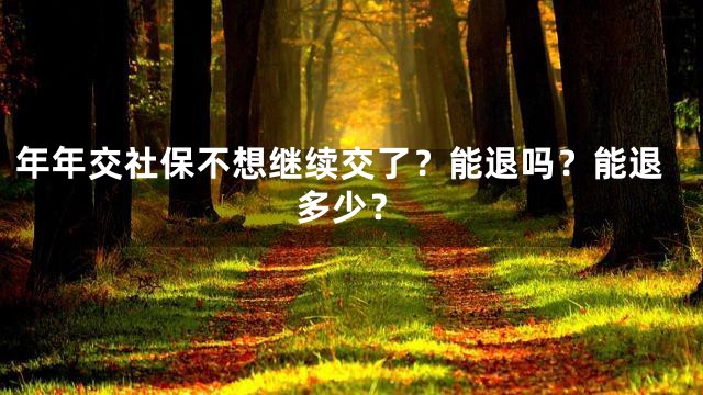 年年交社保不想继续交了？能退吗？能退多少？