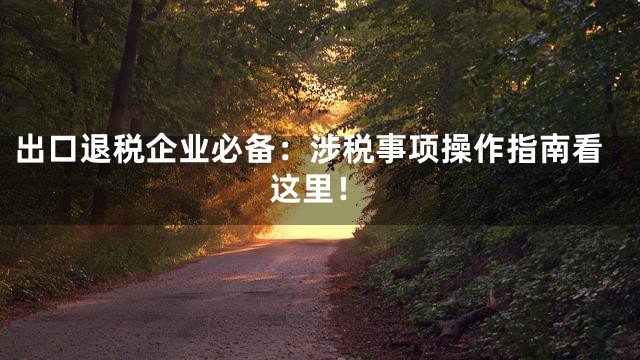 出口退税企业必备：涉税事项操作指南看这里！